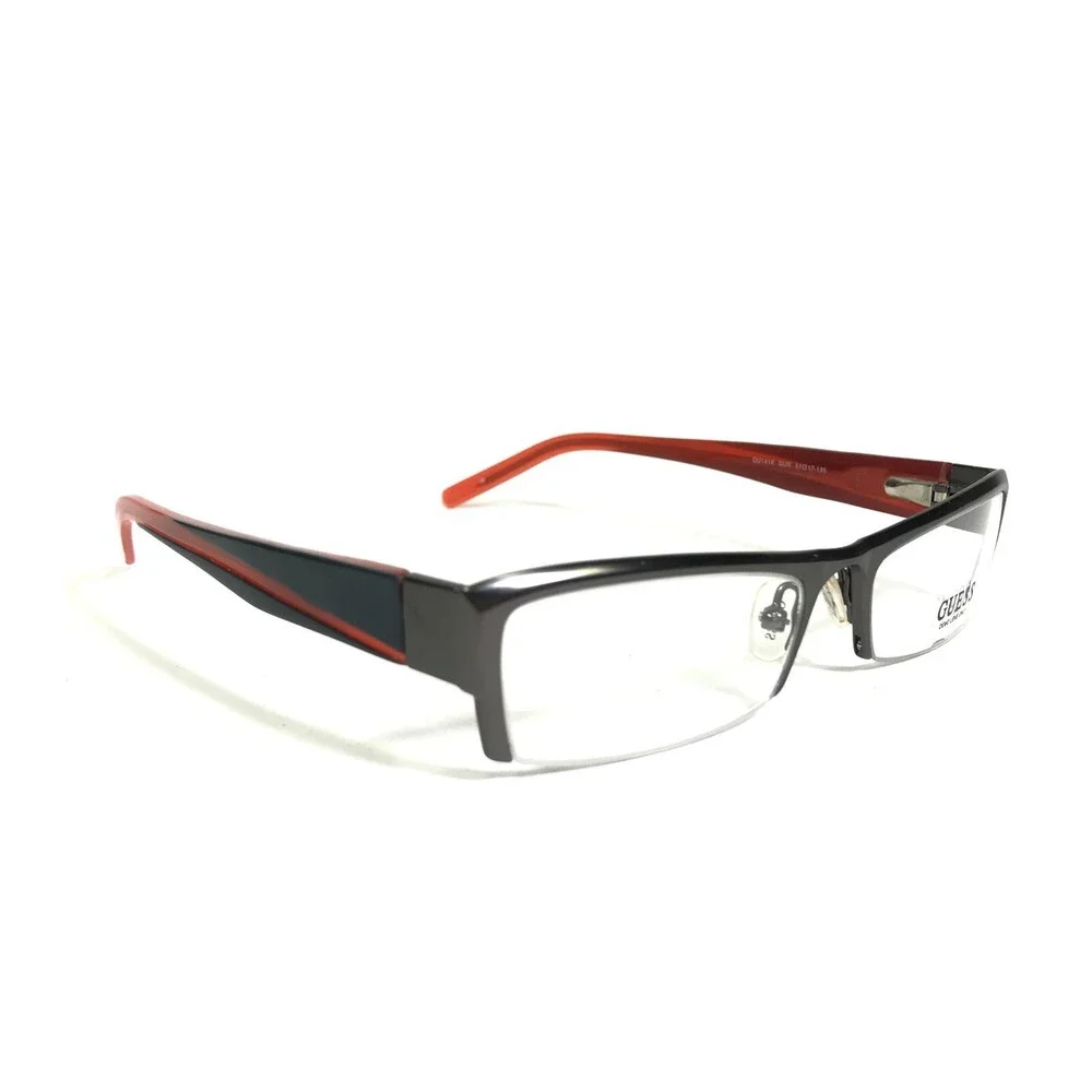 Guess Eyeglasses Frames GU1416 GUN Grey Blue Red Rectangular Half Rim 51-17-135